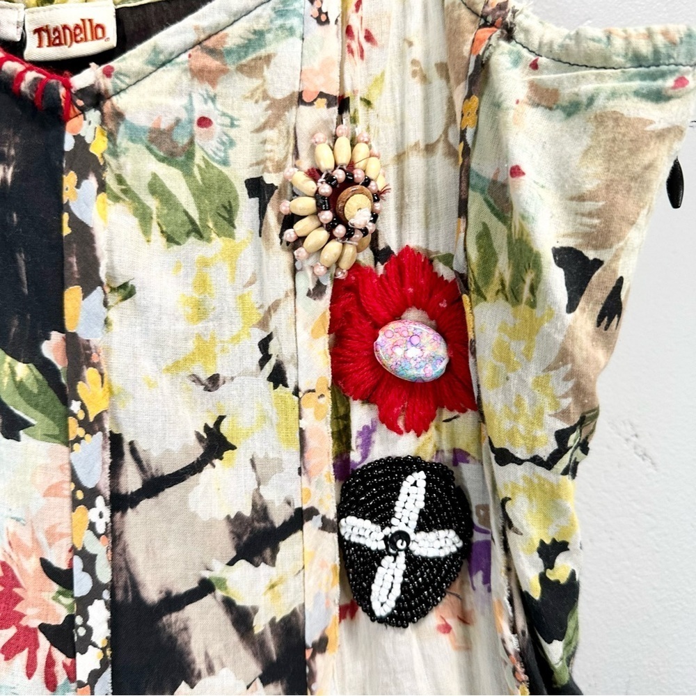 Tianello Tie Dye Beaded Boho Floral Summer Dress - Picture 4 of 6